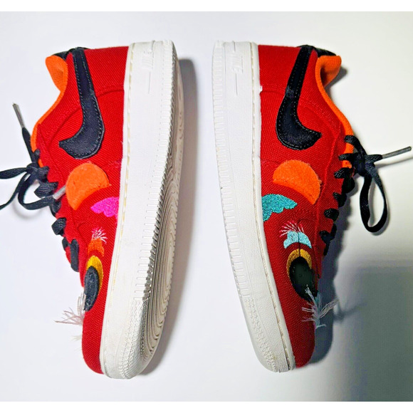 Nike Air Force One LV8 LOW CHINESE NEW YEAR RED, BLACK, ORANGE, YOUTH SIZE 1.5 - Picture 11 of 12